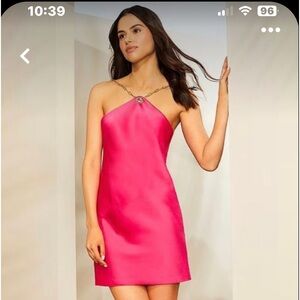 NWT Gianni Bini
Alexandria Satin Chain Halter Neck Sleeveless Mini Dress